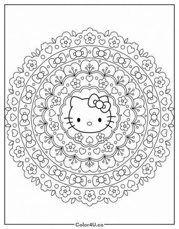 Hello Kitty’s Bow Mandala coloring page