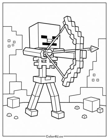 Minecraft Skeleton with a Bow coloring page