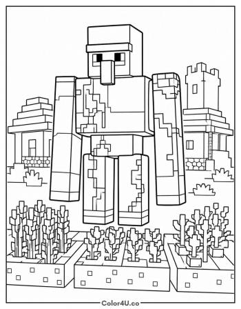 Iron Golem Guarding the Village coloring page