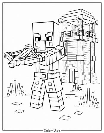 Pillager with a Crossbow coloring page