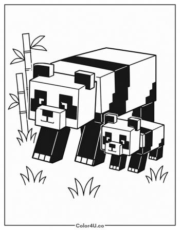 Panda and Cub coloring page