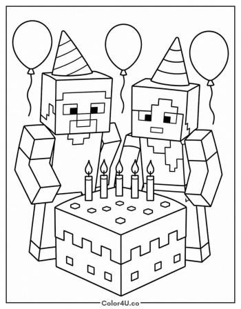 Steve and Alex Birthday Party coloring page