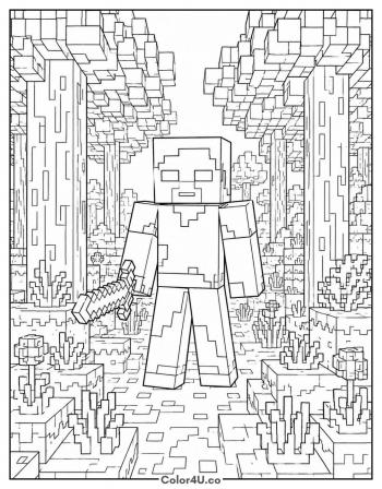 Herobrine in the Forest coloring page