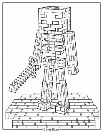 Wither Skeleton with a Sword coloring page
