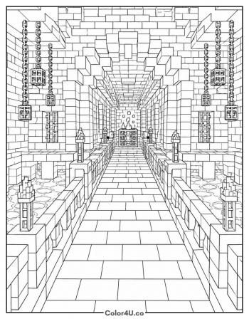 Nether Fortress Corridor coloring page