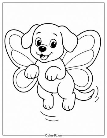 Puppy with Butterfly Wings coloring page