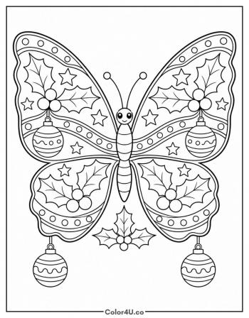 Christmas Butterfly coloring page