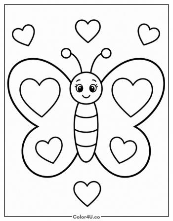 Valentine Heart Butterfly coloring page