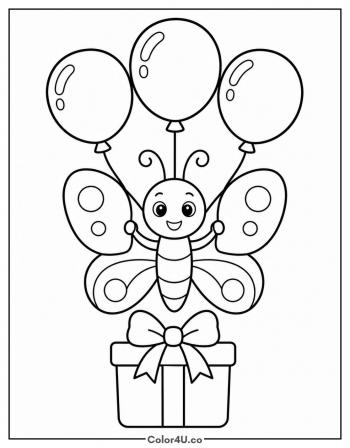 Birthday Butterfly coloring page