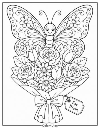 Mother’s Day Butterfly coloring page