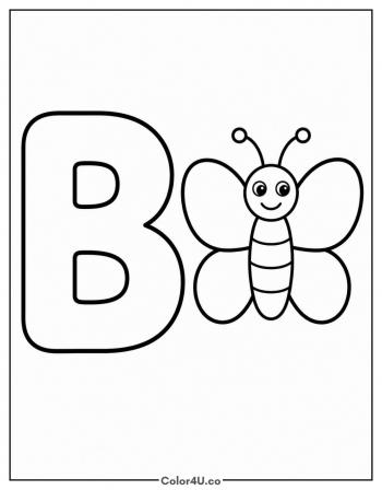 B Is for Butterfly coloring page