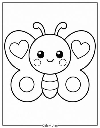 Kawaii Chibi Butterfly coloring page