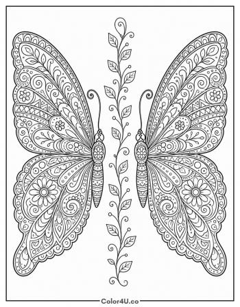 Intricate Butterfly Duo for Adults coloring page