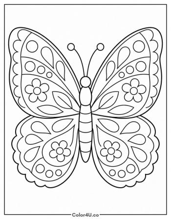 Symmetrical Butterfly Pattern coloring page