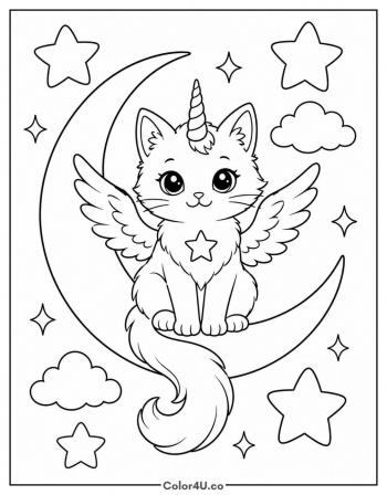 Caticorn Unicorn Cat coloring page