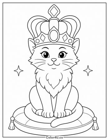 Cat With a Crown coloring page