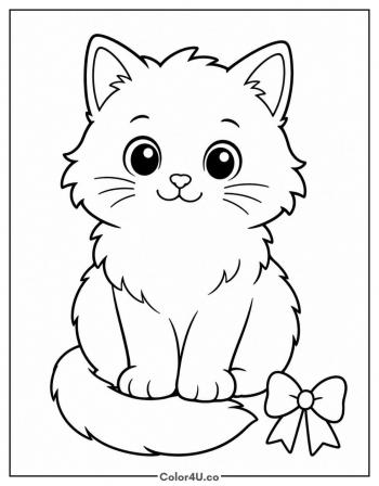 White Fluffy Kitten coloring page