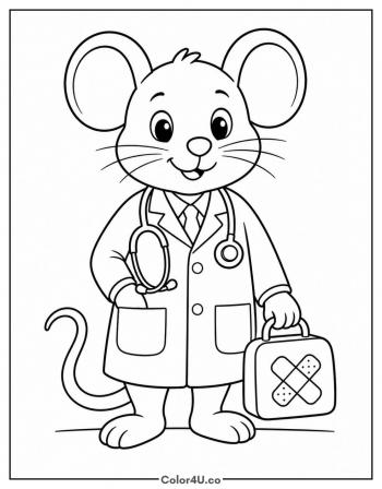 Doctor Mouse coloring page