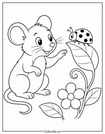 Mouse and Ladybug coloring page