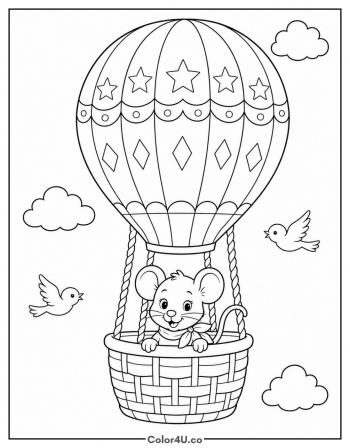 Mouse Balloon Ride coloring page