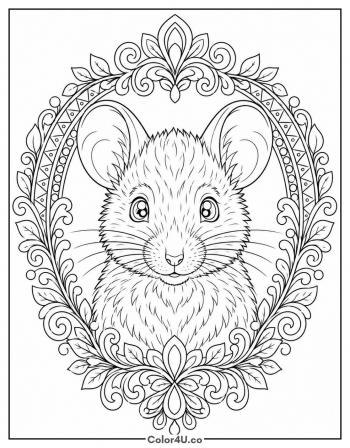 Ornate Mouse Portrait coloring page