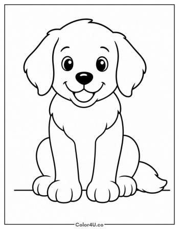 Easy Golden Retriever Puppy coloring page