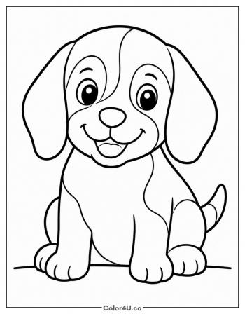 Easy Beagle Puppy coloring page