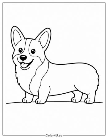 Classic Corgi Standing coloring page