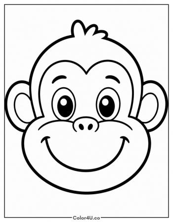 Cartoon Monkey Face coloring page