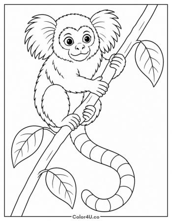 Marmoset on a Branch coloring page