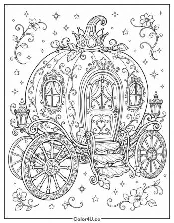Pumpkin Carriage coloring page