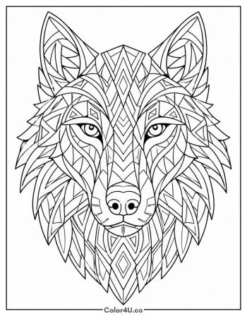 Tribal Wolf Design coloring page