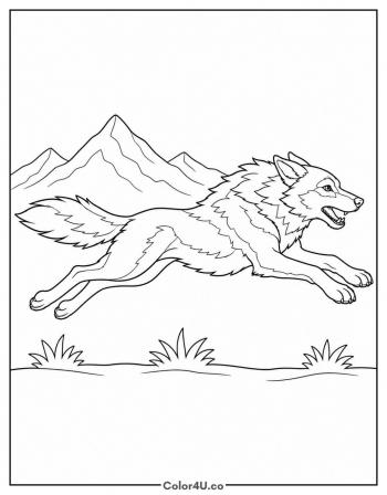 Running Wolf coloring page