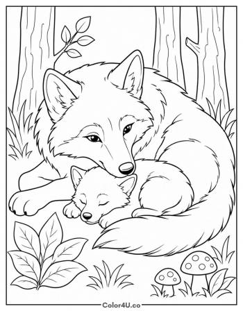 Mother Wolf and Pup coloring page