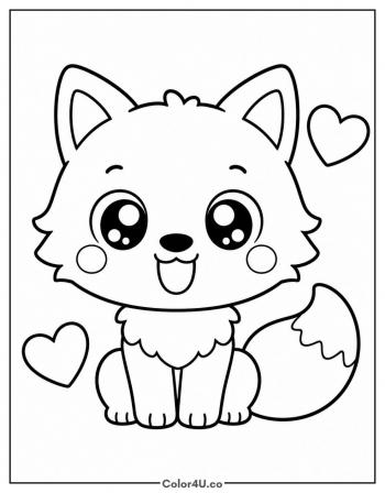 Kawaii Chibi Wolf coloring page