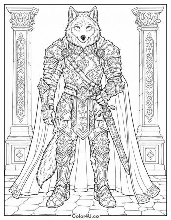 Wolf Warrior in Armor coloring page