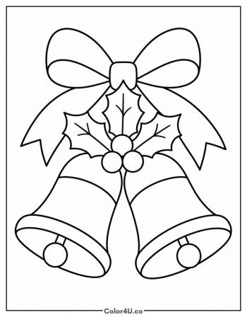 Christmas Bells with Ribbon coloring page