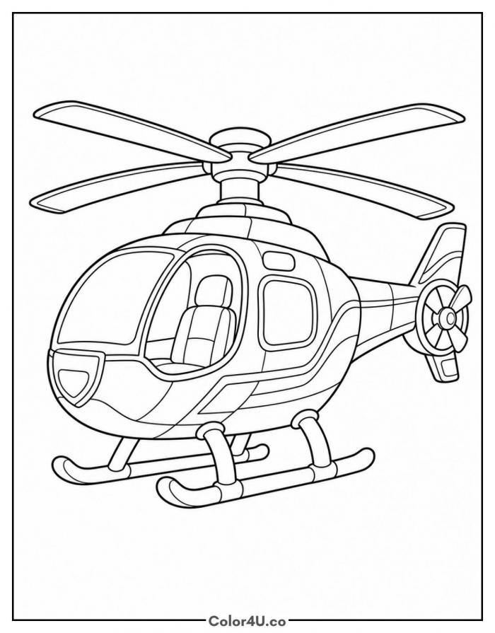 Rescue helicopter with spread rotor blades, medium PAW Patrol coloring page, free printable