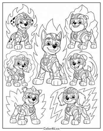 Mighty Pups Assemble coloring page