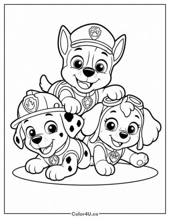 Baby Pups Trio coloring page