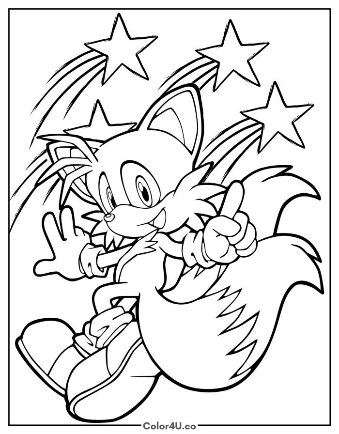 Tails Under the Stars Coloring Page