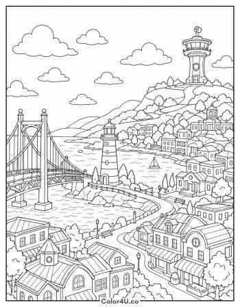 Adventure Bay Panorama coloring page