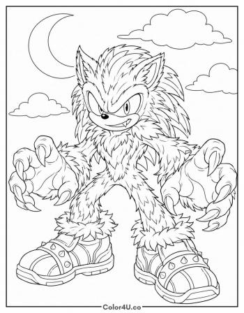 Sonic the Werehog coloring page