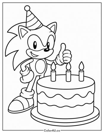 Sonic’s Birthday Cake coloring page