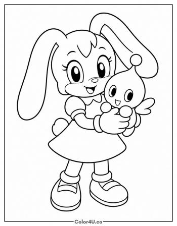 Cream the Rabbit and Cheese coloring page