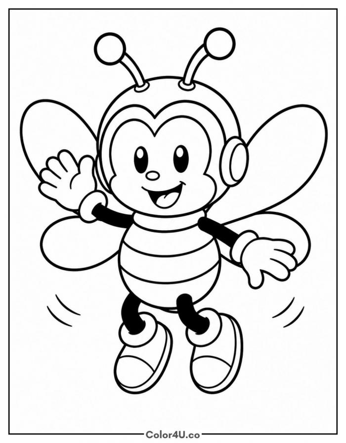 Charmy Bee flying and waving, medium Sonic coloring page, free printable
