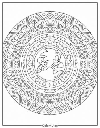 Sonic Mandala coloring page