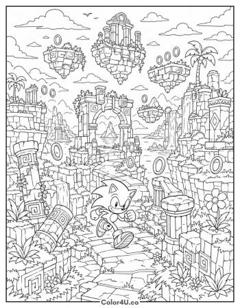 Sonic Frontiers Open Zone coloring page