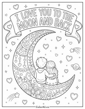 I Love You to the Moon and Back coloring page