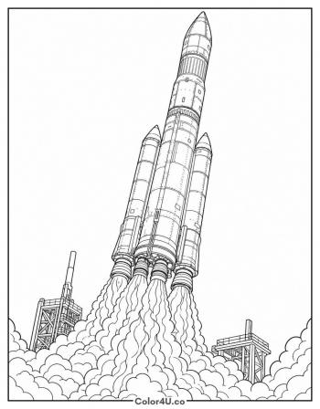 Realistic Rocket Launch coloring page